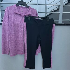 Ideology Black and Pink Leggings Performance Set Size XXL/XL
